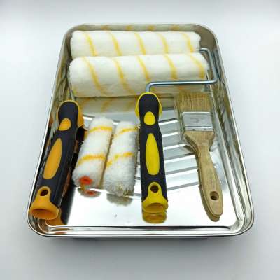 8-pack metal  paint tray set with paint roller and paint brush