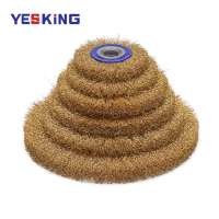 Best selling crimp brass coated steel wire wheel brush machine surface polishing wire wheel brush